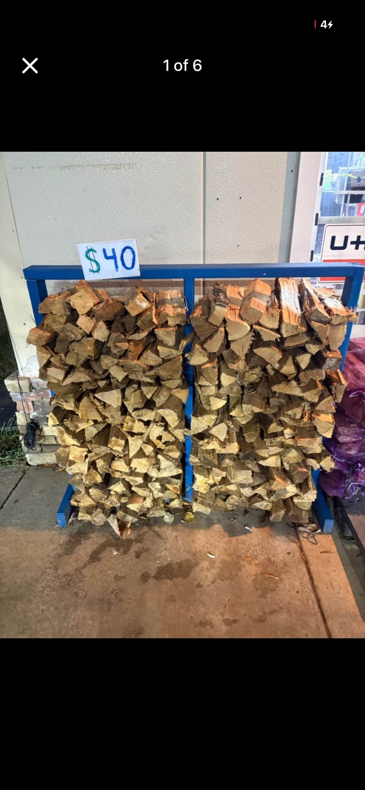 Split firewood in a rack