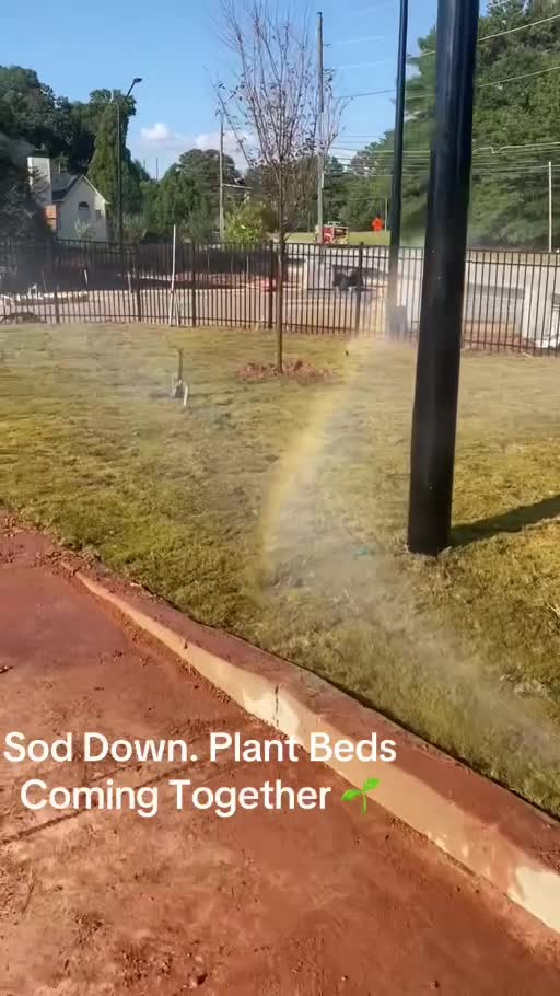 Newly installed sod and irrigation at the Heritage Reserve entrance